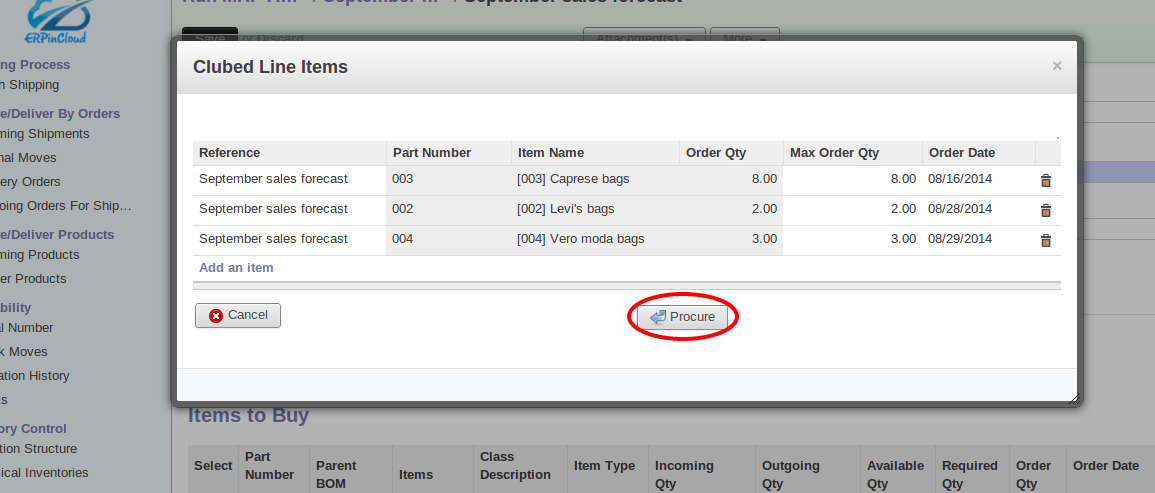 Cloud ERP Line Items