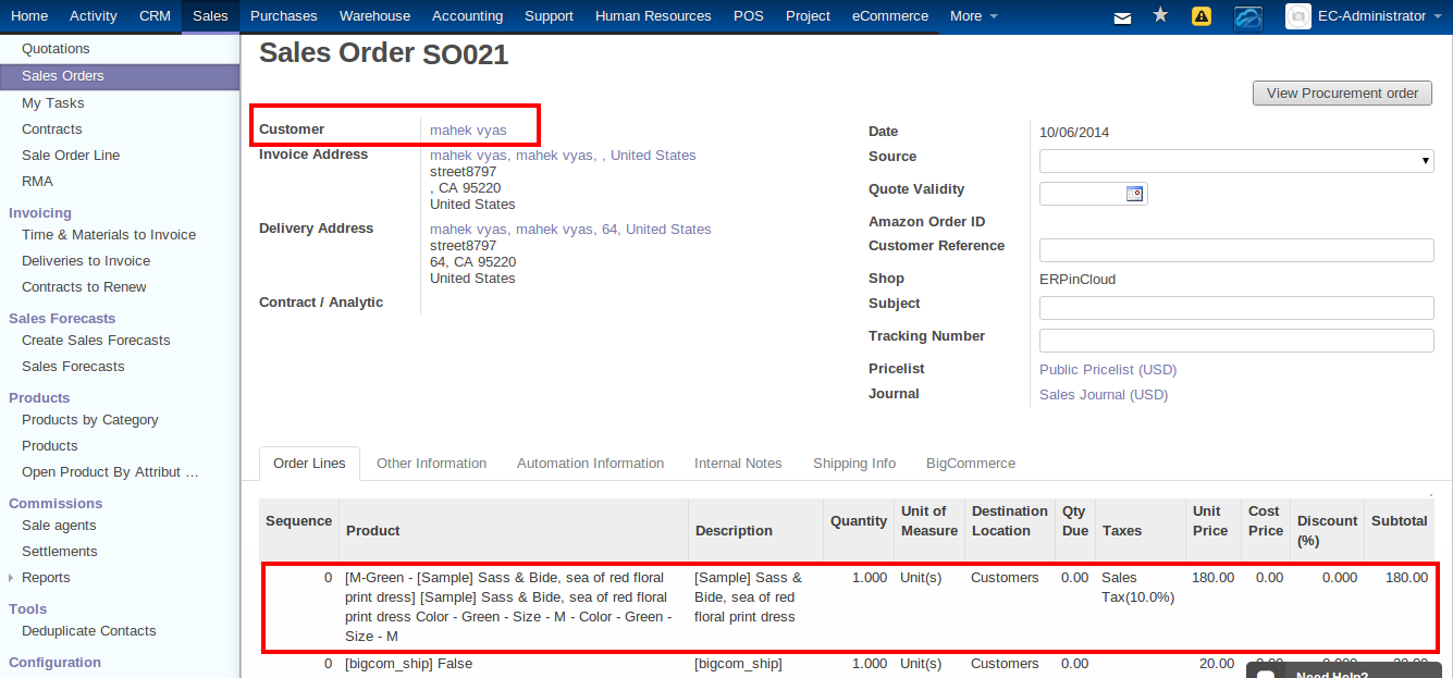 Big Commerce Integration with cloud erp