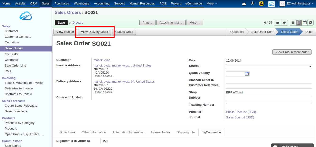 BigCommerce cloud ERP Integration